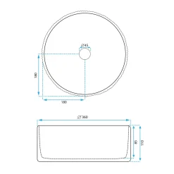 Rea Opzetwastafel Delia Round Wit 36x36x11cm