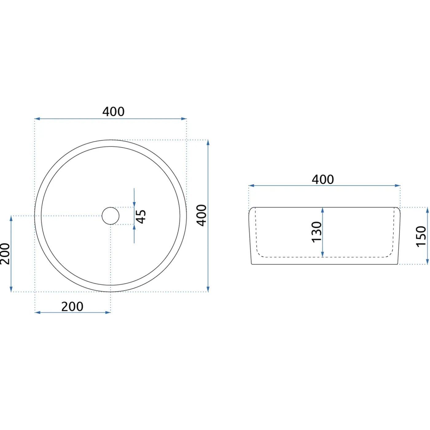 Rea Opzetwastafel Florisa Round Wit 40x40x15cm