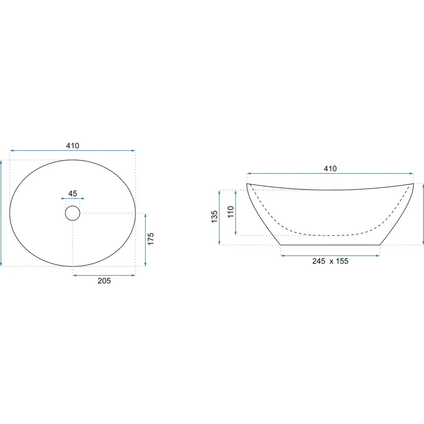 Rea Opzetwastafel Sofia Oval Goud 41x34,5x15cm