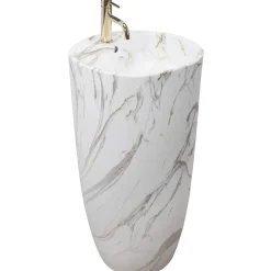 Rea Vrijstaande Wastafe Anya Lava Matt Round Wit 45x45x84cm