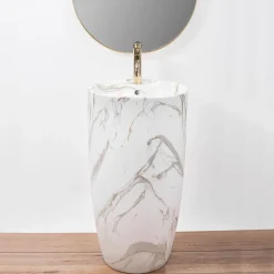Rea Vrijstaande Wastafe Anya Lava Matt Round Wit 45x45x84cm