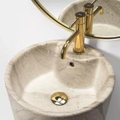 Rea Vrijstaande Wastafe Blanka Natural Matt Round Beige 40x40x85cm