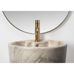 Rea Vrijstaande Wastafe Blanka Natural Matt Round Beige 40x40x85cm