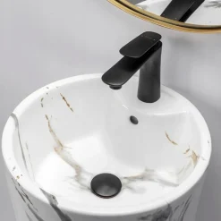 Rea Vrijstaande Wastafe Blanka Marble Round Wit 40x40x85cm