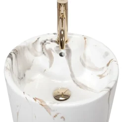 Rea Vrijstaande Wastafe Blanka Marble Round Wit 40x40x85cm