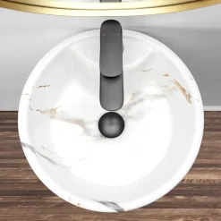 Rea Vrijstaande Wastafe Blanka Marble Round Wit 40x40x85cm