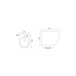 Rea Wandgemonteerd Bidet Carlo Mini Goud 49,5x37x32,5cm