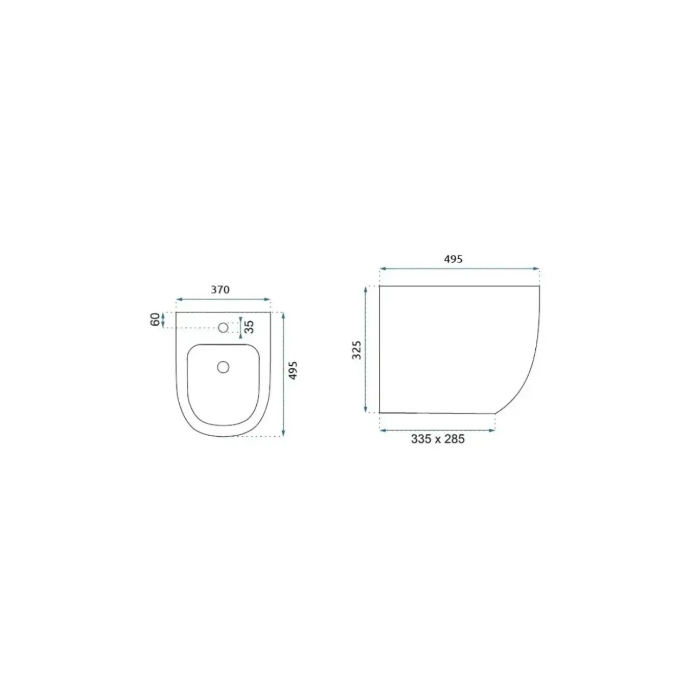 Rea Wandgemonteerd Bidet Carlo Mini Goud 49,5x37x32,5cm