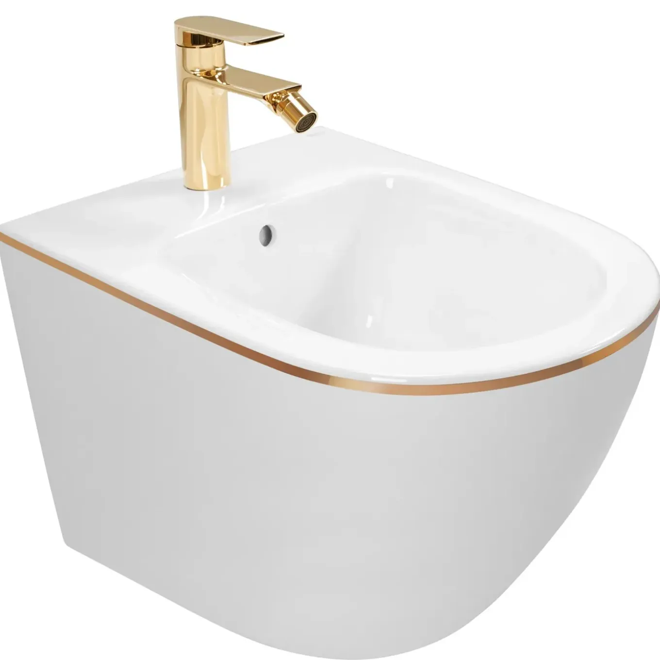 Rea Wandgemonteerd Bidet Carlo Mini Goud 49,5x37x32,5cm