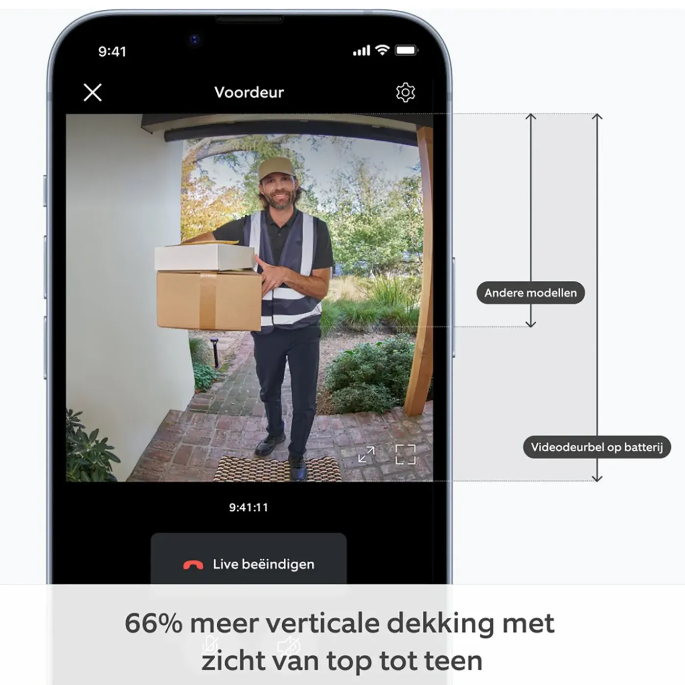 Ring video deurbel op batterij Satin Nickel