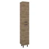 Royo Hoge Badkamerkast Ava 30cm - Eiken - Met 2 Deuren - Met Zwarte Handgrepen en Poten - 30x186x29cm