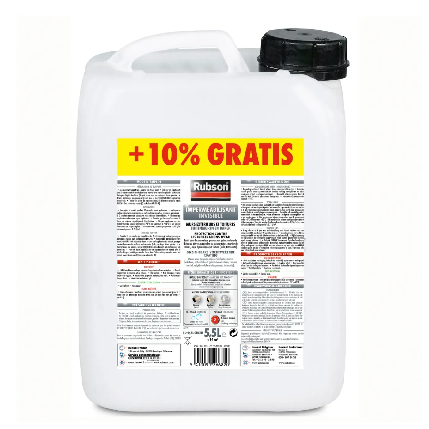 Rubson Transparant vochtscherm Invisible 5L+ 500ml gratis