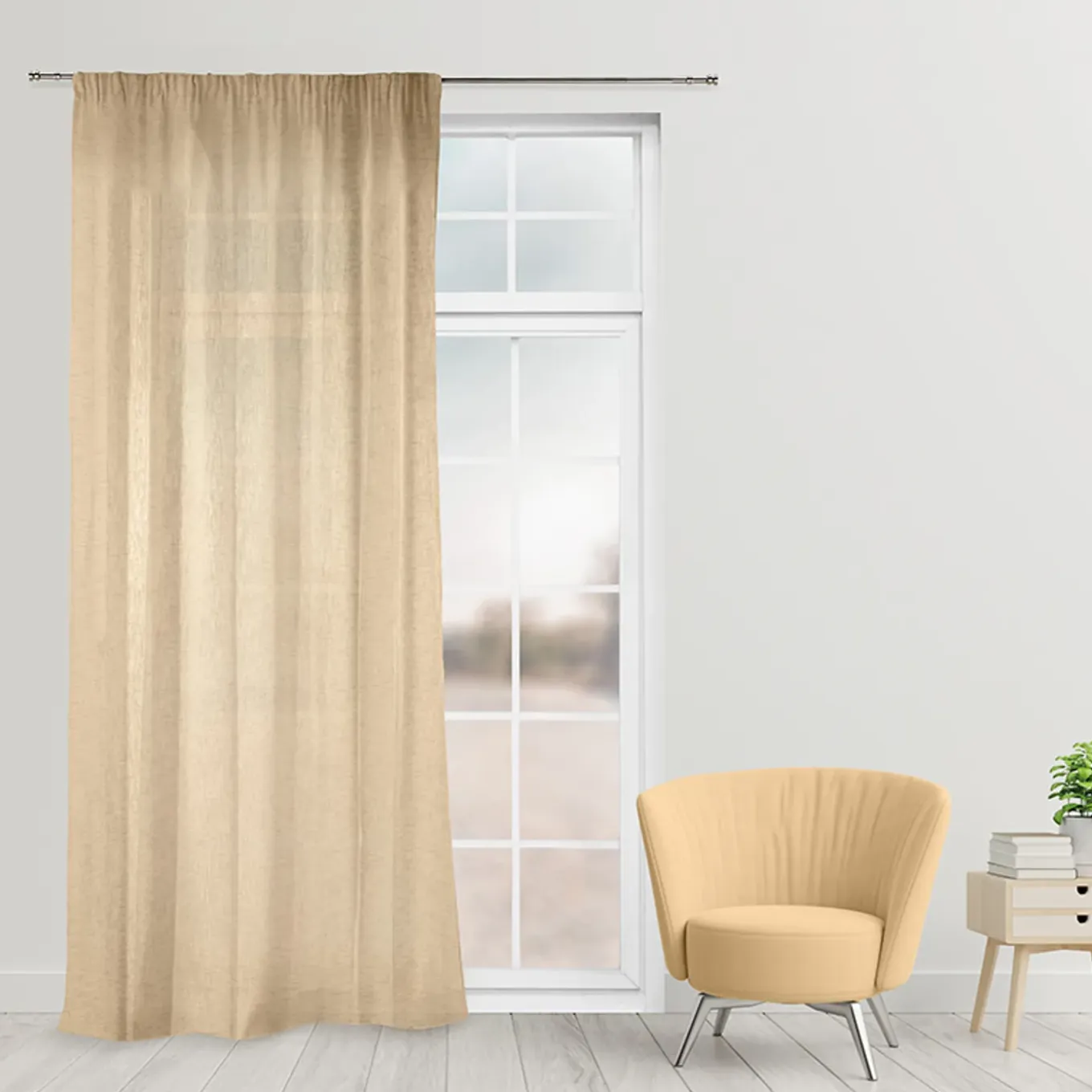Sahara vitrage kant en klaar beige 140 x 245 cm
