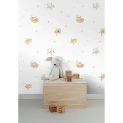 Sanders & Sanders Behang Dieren Geel En Wit - 53 Cm X 10 M - 640441