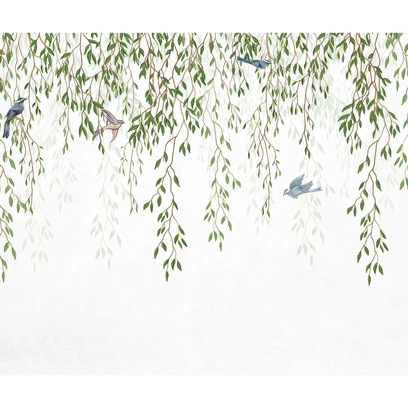 Sanders & Sanders Fotobehang Vogels In De Natuur Groen En Blauw - 350 X 279 Cm - 601003