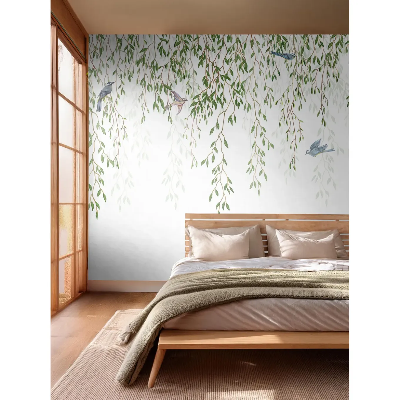 Sanders & Sanders Fotobehang Vogels In De Natuur Groen En Blauw - 350 X 279 Cm - 601003