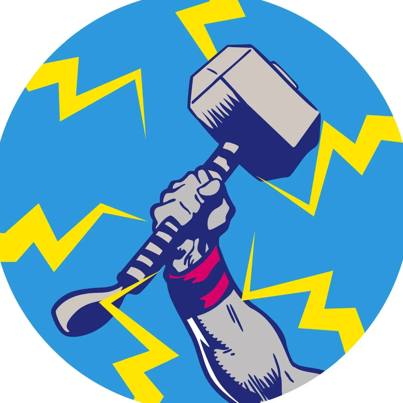 Sanders & Sanders Zelfklevende Behangcirkel The Avengers Mjolnir Blauw En Geel - Ø 128 Cm - 612051