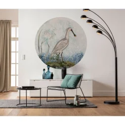 Sanders & Sanders Zelfklevende Behangcirkel Vogel Blauw En Grijs - Diam. 125 Cm - 611803