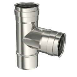 Saninstal T-stuk voor pelletkachel 90° Ø80mm RVS
