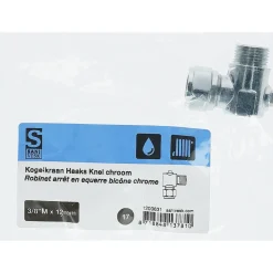 Sanivesk kogelkraan haaks Mini met schroef bediening chroom 12mm x3/8" (knelxbuitendraad)