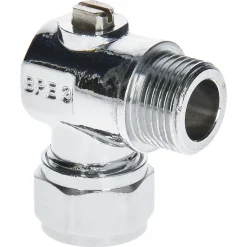 Sanivesk kogelkraan haaks Mini met schroef bediening chroom 15mm x3/8" (knelxbuitendraad)