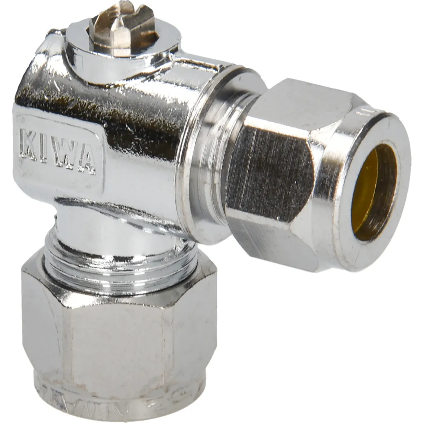 Sanivesk kogelkraan haaks Mini met schroef bediening chroom 12x10mm knel