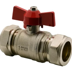 Sanivesk kogelkraan met vlinder greep messing vernikkeld 22x22mm knel