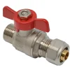 Sanivesk meerlagen kogelkraan met rode hendel (buitendraad x knel) 1/2" x 16x2mm