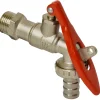 Sanivesk tap-kogelkraan afsluitbaar met hendelbediening + slangwartel nikkel ( buitendraad x buitendraad )1/2" x 3/4"