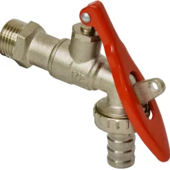 Sanivesk tap-kogelkraan afsluitbaar met hendelbediening + slangwartel nikkel ( buitendraad x buitendraad )1/2" x 3/4"