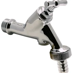 Sanivesk tapkraan met beluchter, krukbediening en slangwartel chroom ( buitendraad x buitendraad ) 1/2" x 3/4"