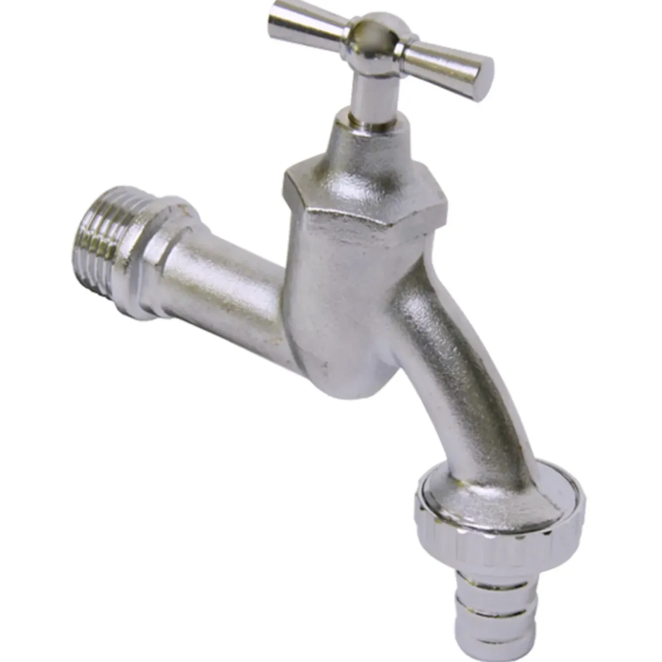 Sanivesk tapkraan met krukbediening en slangwartel mat chroom ( buitendraad x buitendraad ) 1/2" x 3/4"