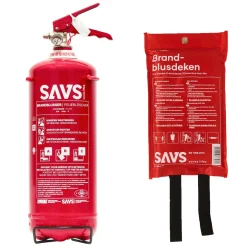 SAVS Brandblus Box - Poederblusser 3 Kg + Blusdeken - L - Met Montagebeugel