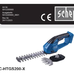 Scheppach Accu Gras & Heggenschaar 20v C-htgs200-x - snoeilengte 200mm