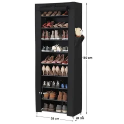 ACAZA Schoenenrek - 27 Paar Schoenen - 58x160x28 Cm - Zwart