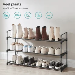 Schoenenrek - Stapelbaar - 92x54x30 Cm - Zwart