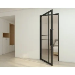Schulte Complete Glazen Binnendeur Met Kozijn - 90x215cm - Transparant - Mat Zwart - Links