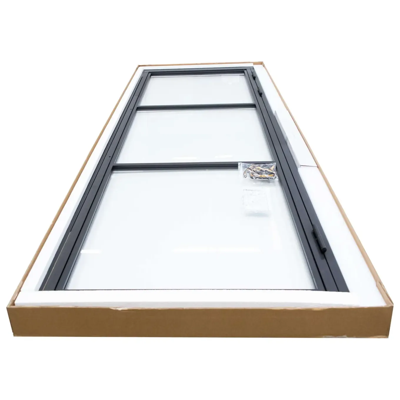 Schulte Complete Glazen Binnendeur – 99x235– Atelier– Matzwart – Satijn – 3 Ruiten–scharnier Rechts