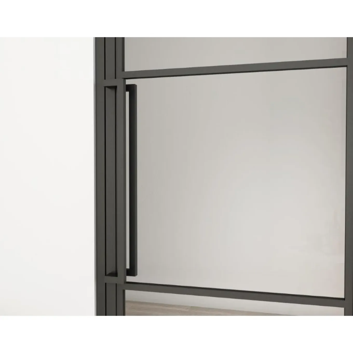 Schulte Complete Glazen Binnendeur – 99x235– Atelier– Matzwart – Satijn – 3 Ruiten–scharnier Rechts