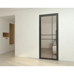 Schulte Complete Glazen Binnendeur Met Kozijn - 90x201cm - Transparant - Mat Zwart - Links