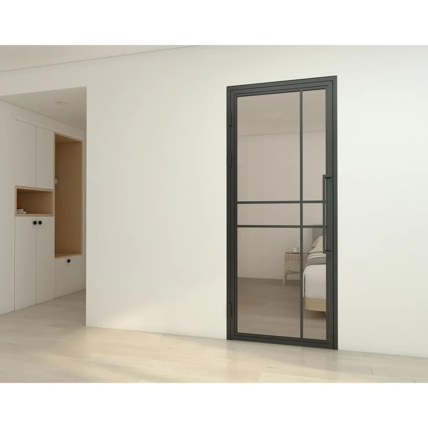 Schulte Complete Glazen Binnendeur Met Kozijn - 90x201cm - Transparant - Mat Zwart - Links