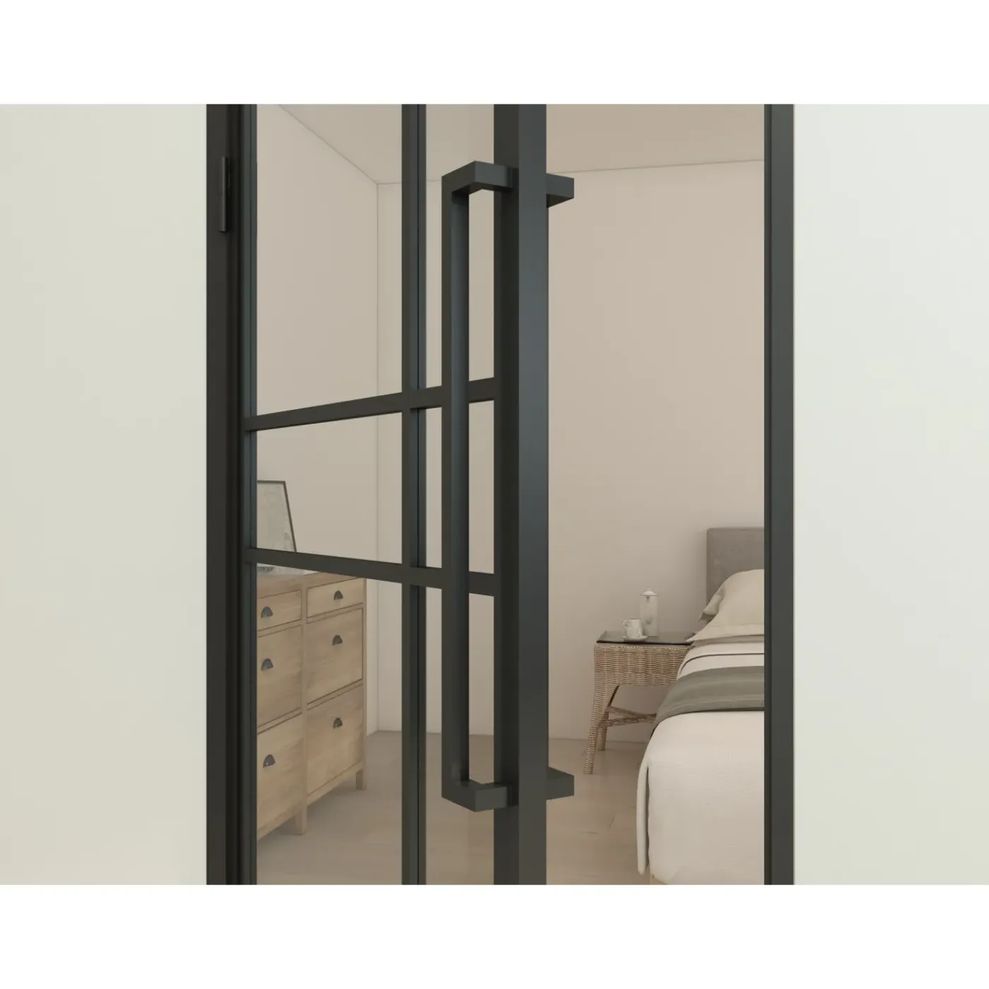 Schulte Complete Glazen Binnendeur Met Kozijn - 90x201cm - Transparant - Mat Zwart - Links