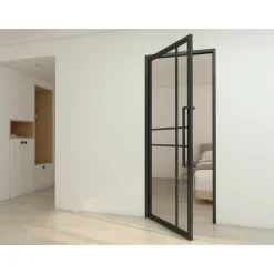 Schulte Complete Glazen Binnendeur Met Kozijn - 90x201cm - Transparant - Mat Zwart - Links