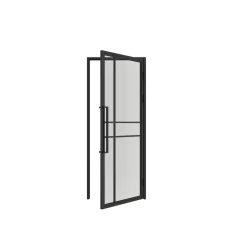 Schulte Complete Glazen Binnendeur Met Kozijn - 90x201cm - Transparant - Mat Zwart - Rechts