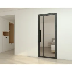 Schulte Complete Glazen Binnendeur Met Kozijn - 90x201cm - Transparant - Mat Zwart - Rechts