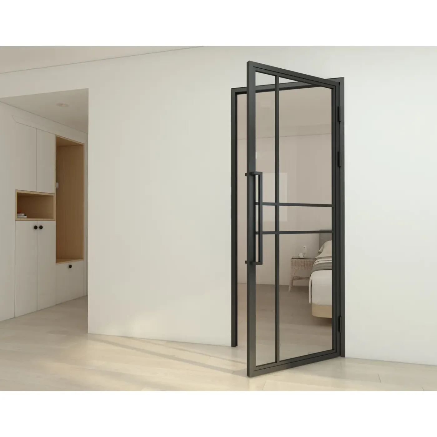 Schulte Complete Glazen Binnendeur Met Kozijn - 90x201cm - Transparant - Mat Zwart - Rechts