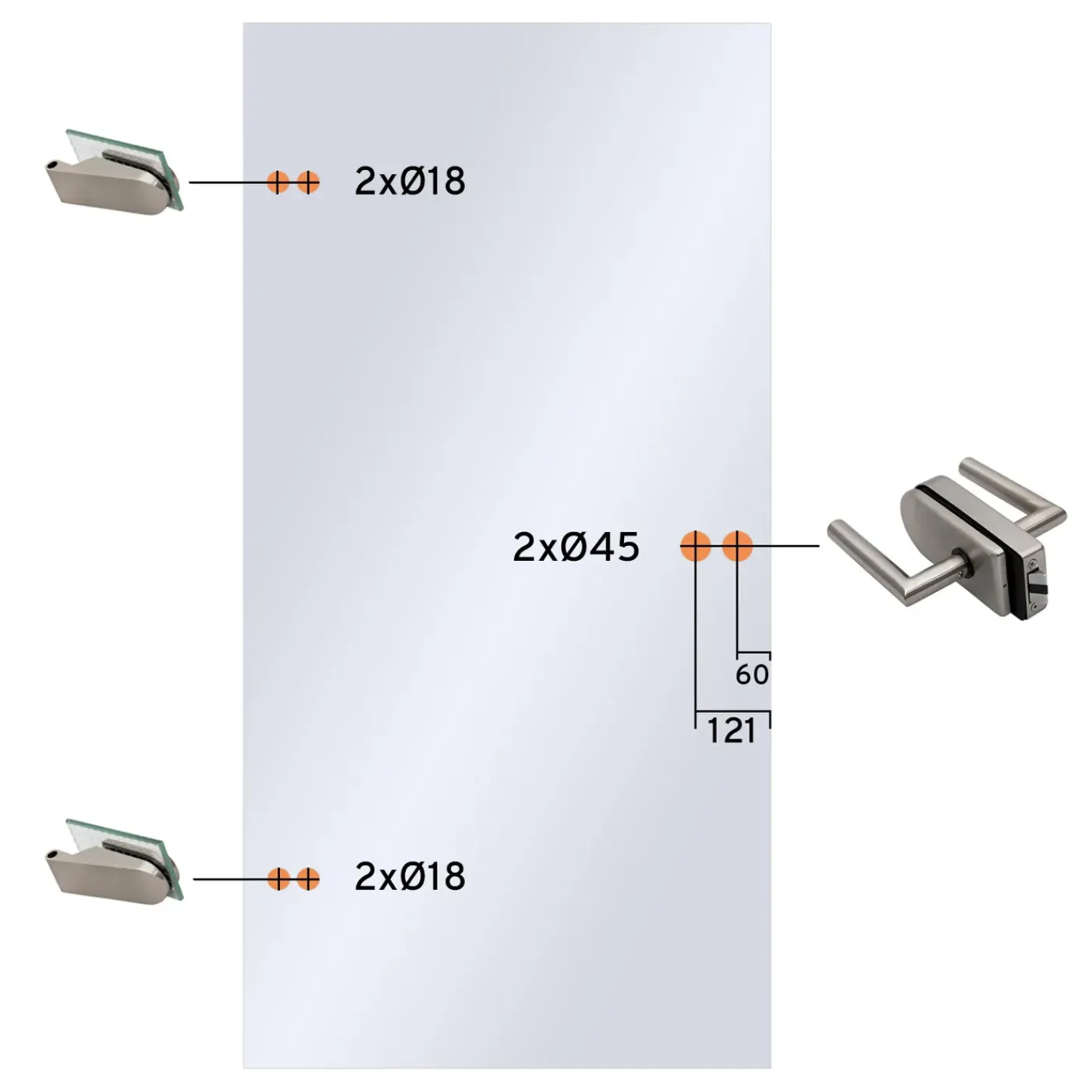 Schulte Complete Glazen Draaideur - 83 X197 - Transparent - Chroom - Zonder Kozijn - Omkeerbaar