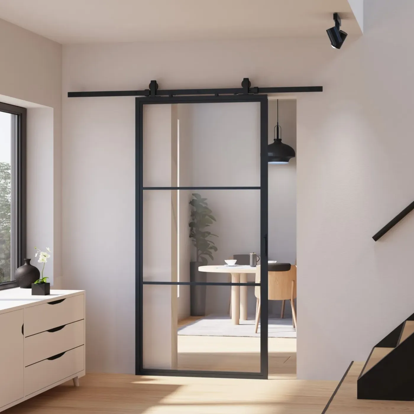 Schulte complete glazen schuifdeur - 88x204 - 3 vakken - helder - softclose - links of rechts