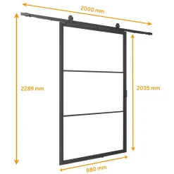 Schulte complete glazen schuifdeur - 88x204 - 3 vakken - helder - softclose - links of rechts
