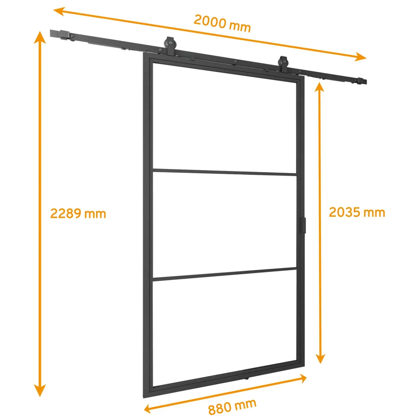 Schulte complete glazen schuifdeur - 88x204 - 3 vakken - helder - softclose - links of rechts